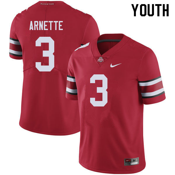 Ohio State Buckeyes Damon Arnette Youth #3 Red Authentic Stitched College Football Jersey